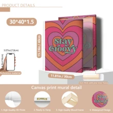 1pc Stay Groovy Love Pattern: Fashionable Colorful Wall Art Canvas, Chic Girl Art, Inspirational Quote Art, Home Decor, Canvas Wall Hanging - Multicolor - View 17