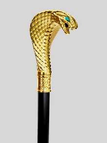 1pc Dual-Tone Snake Cane, Rhombus Plaid Foil Pattern, Metal Material, Mediterranean Halloween Gothic Anime Cosplay Scepter, British Gentleman's Walking Stick, Suitable For Daily Use, Great Gift