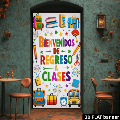 2D Flat Party Banner 1 Piece (35.7 X 70.9 Inches/90 X 180 Cm), Polyester Material, Back To School Doorframe Banner, Colorful Backpack Pencil Star Firework White Background Design, Suitable For Front Door, Indoor/Outdoor Decor, Photography Backdrop, Back To School Decor, Back To School Party Decoration