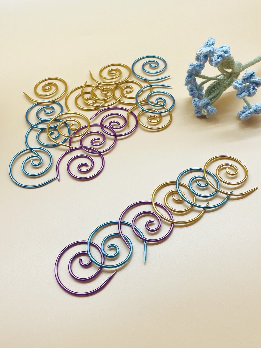 10 piezas de agujas de tejer redondas espirales de colores, agujas redondas espirales para costura en el hogar, marcadores de tejido de lana hechos a mano DIY, adecuados para proyectos de ganchillo