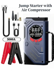 1pc 150PSI 5000A Jump Starter With Air Compressor, 5 In 1 Function Digital Car Tire Inflator Jump Box Battery Pack, Portable Car Battery Charger For 10L Gas Or 5.0L - Multicolor - View 3