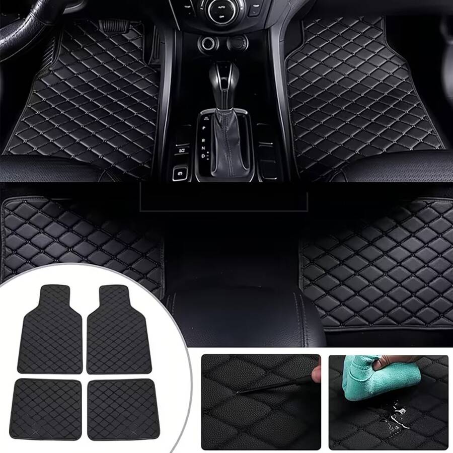 Universal Car Floor Mats - Full Set Front & Rear Car Carpet, Anti-Slip, Easy To Clean, Car Interior Accessories, Car Floor Protection | Durable Car Floor Mats, Car Mats - Multicolor - View 1