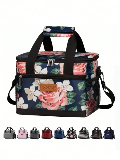 600D Oxford Tuch wasserdichte isolierte Lunch Tasche mit Blumenmuster, geeignet für Büro, Schule und Picknick. Wasserdichte tragbare Tasche mit Schultergurt. In verschiedenen Farben erhältlich. Hervorragende Isolationsleistung.