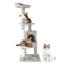 Lislark Cat Tree Large Climbing Tower Activity Centre Kitten Tall Scratching Post Condo - 淺灰色 - 查看 9