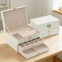 Multi-Layer Large Capacity Jewelry Box, Drawer Style Jewelry Storage Box For Rings, Earrings, Necklaces On Tabletop - Multicolor - View 8
