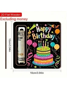 1/4 件套生日礼物套装，黑色木质零钱罐，生日快乐主题，生日惊喜礼物，送给寿星的完美现金礼物，生日派对装饰，家居挂饰，房间装饰，生日礼物。送给男孩的礼物，送给女孩的礼物，送给长辈的礼物。生日装饰 - 黑彩色 - 查看 10