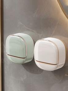 1 pieza Jabonera de pared de lujo con tapa, Estante de secado de jabón de alta gama, Caja de almacenamiento impermeable para jabón, Apta para baño, ducha, viaje, dormitorio, jabonera minimalista, accesorio de baño, estante de almacenamiento de baño, esencial de vuelta a clases, necesidad del hogar