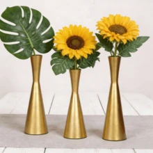 1 pieza/Set de 3 piezas Decoración floral de metal y hierro, minimalista y romántica, adecuada para bodas, fiestas, cenas a la luz de las velas, decoración de mesa de hogar, se puede usar como jarrón, decoración de habitación, decoración del hogar, centro de mesa, decoración de mesa de comedor, adecuada para flores secas y velas, no para líquidos