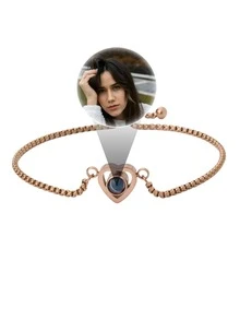 2026 New Arrival Dainty Custom Photo Heart Charm Bracelet Stainless Steel - Hypoallergenic Adjustable Y2K Layered Chain Design Retro Urban Vibes - Valentine's Day Mother's Day Christmas Easter Halloween Gifts Personalized Best Friend Birthday Surprise - Multicolor - View 5