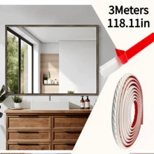 1pc 3 Meters X 12mm PVC Decorative Molding Strip, Self-Adhesive Trim For Ceiling, Living Room, TV Backdrop Wall Decoration - Multicolor - View 3