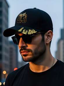 1 件龙与狼印花男女通用棒球帽，街头时尚户外运动弧形帽檐可调节帽子