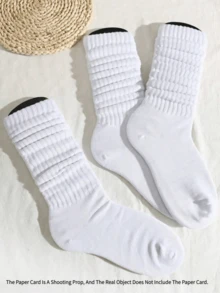 6 Pairs Women's Fleece Socks, Knee-High Knit Warm & Comfortable Casual Leg Warmers, Autumn/Winter - White - View 2