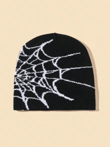 2pcs/Set Or 1pc Men's Unique Spider Web Jacquard Knit Beanie Hat, Suitable For Autumn/Winter Casual Wear - Multicolor - View 21