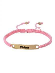 Dainty Personalized Name Macrame Bracelet - Stainless Steel Plate Stackable Aesthetic, Couple/BFF Matching Gift For Valentine's Day/Anniversary/Birthday - Multicolor - View 3