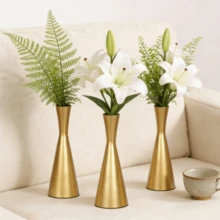 1 pieza/Set de 3 piezas Decoración floral de metal y hierro, minimalista y romántica, adecuada para bodas, fiestas, cenas a la luz de las velas, decoración de mesa de hogar, se puede usar como jarrón, decoración de habitación, decoración del hogar, centro de mesa, decoración de mesa de comedor, adecuada para flores secas y velas, no para líquidos