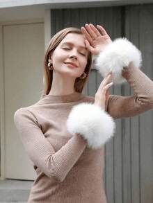 1 Pair Faux Fur Cuff Decoration, White,Festival,Camping - Multicolor - View 4