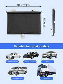 可伸缩汽车遮阳帘 – 采用UV反射PVC材质，吸盘式安装，长度可调节，适用于挡风玻璃和车窗，隔热遮光，可重复使用且轻便，遮光卷帘，汽车车窗隔热帘 - 捲簾遮陽擋 - 查看 7