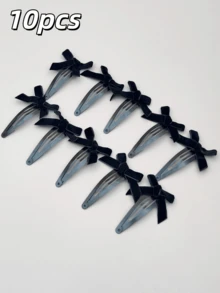 10pcs Black Butterfly Hairclips, Minimalist Matte Black Hair Clips, Claw Clips, Hair Slide, Hair Barrettes - 10 Black Ones - View 1