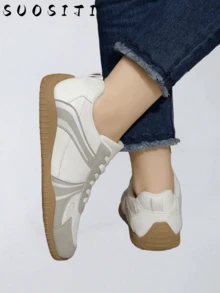 New Lightweight Breathable Mesh Women Casual Outdoor Non-Slip Fashion Sneakers, White & Gray - White - View 3