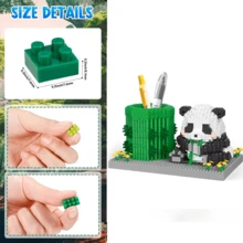 1600片宇航员桌面收纳盒/熊猫笔筒积木套装，DIY 3D拼图组装模型，创意益智玩具，家居装饰，生日/万圣节/圣诞节礼物 - 彩色 - 查看 12