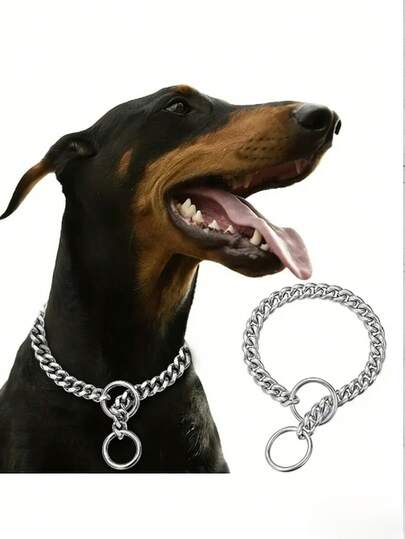 Collar de acero inoxidable para mascotas, correa para perro, collar ajustable para perro, collar para perros de exterior, collar para mascotas, correa para mascotas, suministros para mascotas