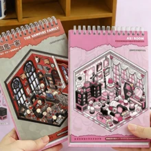 3D Miniatur Horror Themen Landschaft Aufkleber Kollektion, beinhaltet kleines Haus, Kinder Bastel Aufkleber für Scrapbooking, Stressabbau Spielzeug