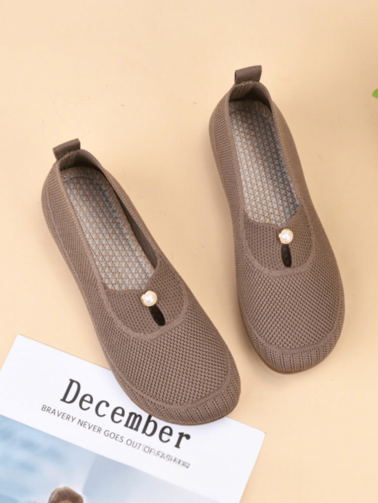 女士轻便透气舒适休闲鞋，百搭易穿，适合办公室、春秋季穿着 - 卡其色 - 查看 7