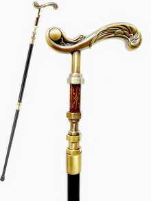 1pc Vintage Bronze Tone Faucet Shaped Walking Cane, Steampunk Metal Material Fashion Crutch With Detachable Handle, Suitable For Halloween Costume, Cosplay, Elegant British Gentleman Accessory, Great For Daily Use Or Gift - Multicolor - View 2
