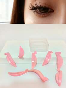 8Pcs/4Sizes Eyelash Extension Curler Pads, Reusable Soft Eyelash Curler Rods, Makeup & Eyelash Enhancer For Upper & Lower Eyelid Curling, Suitable For Salon And Home Use - Pink - View 4