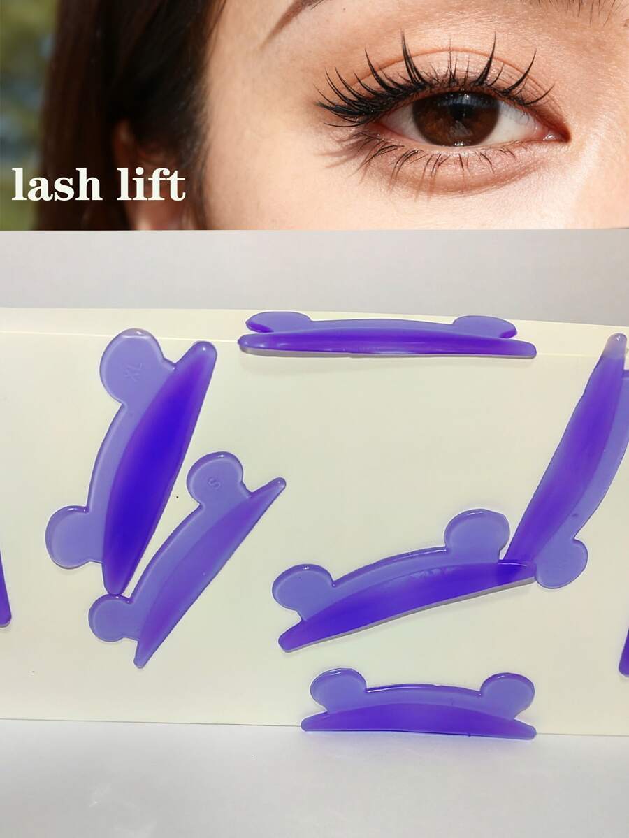 8片/套 4种尺寸 果冻睫毛提升贴 - 自粘硅胶C型卷翘贴，无需胶水即可提升睫毛，适合家庭和美睫沙龙DIY睫毛烫。