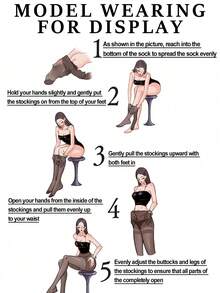 1双女士高腰无痕丝袜，性感亮面波点印花连裤袜 - 黑色 - 查看 2