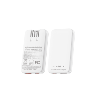 1 Peça Carregador de Parede Ultraplano de 45W, Adaptador de Energia Rápida com Portas USB-A + Tipo-C, Tecnologia GaN, Plugue UE, Carregador Compacto Perfeito para Estação de Carregamento de Viagem e Escritório, para iPhone 16 Pro/15/14, S24, Tablet e Laptop