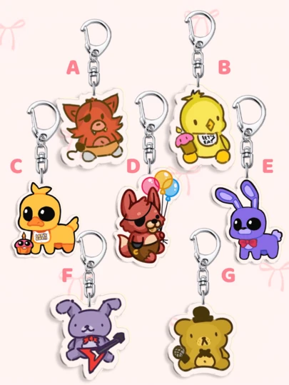 1pc Y2K Style Cartoon FNAF Acrylic Keychain, Character Printed Acrylic Keychain, - Y Keychain, Car Key Chain, Daily Bag Accessory, Bag Pendant, Lanyard, Keychain. Suitable As A Gift For Boyfriend, Girlfriend, Family, Doctor, Nurse, As A Christmas Gift, Or As A Mobile Phone Decoration.