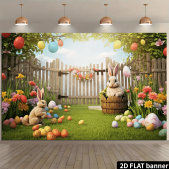 1 1,5x90 cm påskfestbakgrundsbanderoll, vårpåskhare, färgglada ägg och grönt gräs, gårdsplan, fotobakgrund för kaninfotografering, påskäggjaktstillbehör, påskfestdekoration