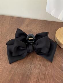 1个黑色丝绒蝴蝶结发夹，可爱发夹，甜美女孩发饰，优雅爪夹，休闲发爪 - 黑色 - 查看 4