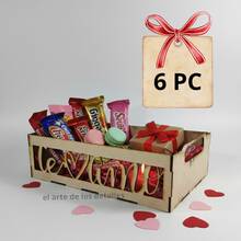 BANDEJA PARA DESAYUNOS SORPRESA, REGALOS DISEÑO CALADO DE TE AMO, REGALO PARA SAN VALENTÍN, DECORACIÓN DE HOGAR, REGALO, MANUALIDADES, DE MDF 3 MM ARMABLE - Multicolor - Ver 5