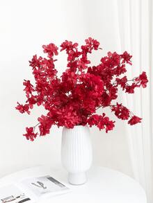 1/2/3支装仿真丝樱花/桃花/梅花枝条，带叶子，适用于墙面、客厅、卧室、婚礼、派对装饰、桌面摆设。家居、书桌、厨房、婚礼、餐桌、中心装饰、办公室、花园、户外、房屋、庭院装饰，适合春、夏、秋、冬四季。 - 紅色 - 查看 7
