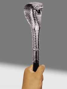 1pc Dual-Tone Snake Cane With Diamond Pattern, Gothic Style Metal Gentleman's Walking Stick - British Punk Scepter, Suitable For Men & Women, Ideal For Stage, Escape Room, Roleplay And Party/School Use - Multicolor - View 17