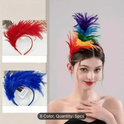 1件装优雅羽毛发箍，女士闪亮派对发饰，适合节日、婚礼和庆典，节日头饰，亮丽羽毛发箍
