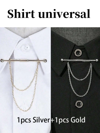 2 piezas Juego de pasadores de barra de corbata, Clip de corbata de moda Broche de barra de clip Accesorio de broche de solapa Clip de camisa Pasador de barra de solapa Juego de broche de solapa para aniversario, fiesta de negocios, reunión de negocios para hombres