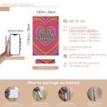 1pc Stay Groovy Love Pattern: Fashionable Colorful Wall Art Canvas, Chic Girl Art, Inspirational Quote Art, Home Decor, Canvas Wall Hanging - Multicolor - View 20