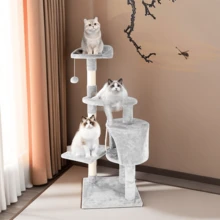 Lislark Cat Tree Large Climbing Tower Activity Centre Kitten Tall Scratching Post Condo - 淺灰色 - 查看 4