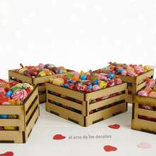 12 PIEZAS DE MINI HUACLES DE MDF 3 MM DE 8X8X4 CM. PERFECTO PARA REGALOS O DECORACIÓN - Multicolor - Ver 3