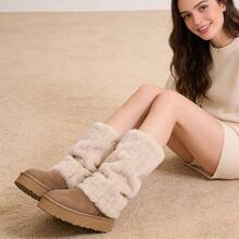 Autumn Winter Fleece-Lined Thickened Warm Leg Warmers Snow Boots Sock Covers Y2K Hot Girl Faux Fur Plush Leg Warmers Women Ins  Sweet Cool Style Versatile Pile Sock Covers,Winter,Leg Warmers,Boot Socks,Leg Warmers Women,Fur Leg Warmers,Y2k,Accsesories,Fake Uggs,Knee High Socks,Stockings,Tights,Tights For Women,Thigh High Socks.Medias-Christmas,Christmas Outfit Women,Tights,Medias Pantis De Mujer,Medias De Mujer,Leg Warmers,Winter,Stocking Stuffers,Cute Stuff,Fall Clothes For Women,Dresses For Women - Màu be - Xem 2