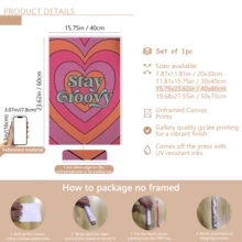 1pc Stay Groovy Love Pattern: Fashionable Colorful Wall Art Canvas, Chic Girl Art, Inspirational Quote Art, Home Decor, Canvas Wall Hanging - Multicolor - View 14