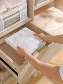 1pc Large Capacity Reinforced Lidded Storage Bag, Foldable Clothes Organizer Bag With Reinforced Handle, Suitable For Clothes, Blankets, Bedding Storage - White - View 3