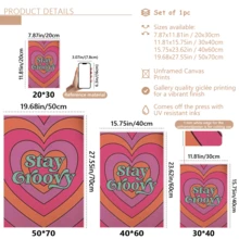 1pc Stay Groovy Love Pattern: Fashionable Colorful Wall Art Canvas, Chic Girl Art, Inspirational Quote Art, Home Decor, Canvas Wall Hanging - Multicolor - View 4