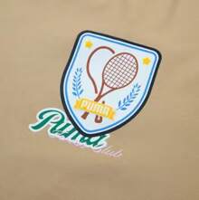 Camiseta de manga corta con cuello redondo holgado y estampado del logotipo Dopamine de PUMA, unisex, marrón - Marrón - Ver 3