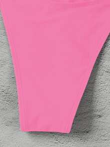 Polovedo 官方新款春夏优雅性感休闲纯色酒红色系带女士比基尼泳衣，适合海滩度假派对约会 - 粉色 - 查看 4