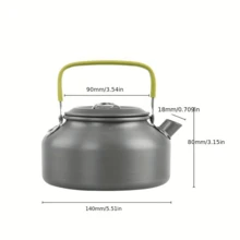 1个便携式露营水壶，采用氧化涂层铝合金材质，耐热橡胶手柄，易倾倒短嘴，适合户外使用